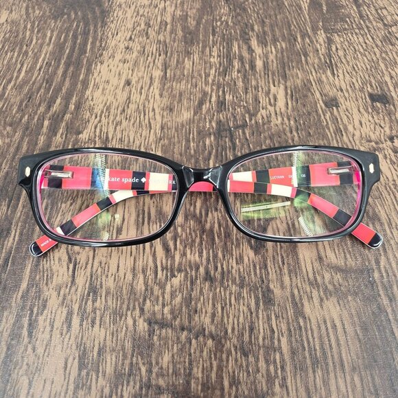 Kate Spade New York Lucyann Eyeglasses Frame Only Small Brick Black Pink Acetate - Picture 15 of 15